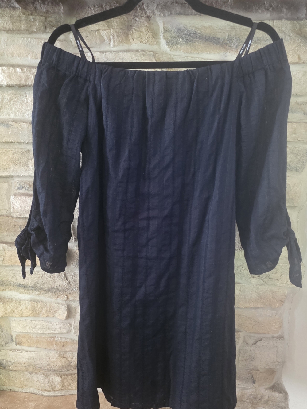 Bailey 44 Navy Off-Shoulder Tie-Sleeve Dress